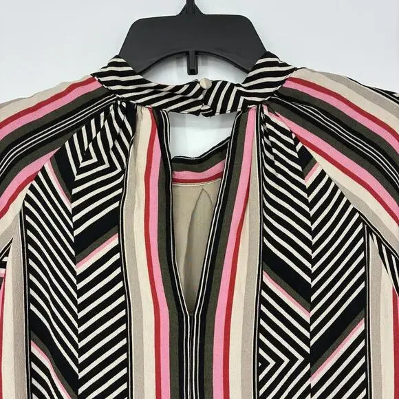 Anthropologie Geometric Pattern Striped Midi Dress with High Neck -NWT - Picture 5 of 14